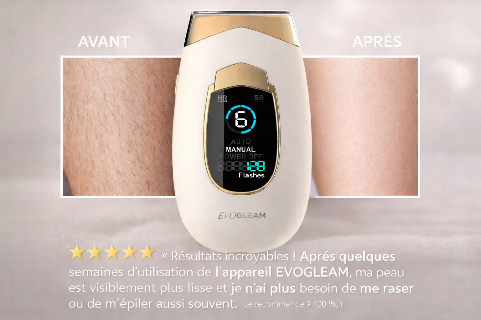 Épilateur à Lumière Pulsée EVOGLEAM Pulse – Épilation IPL à domicile