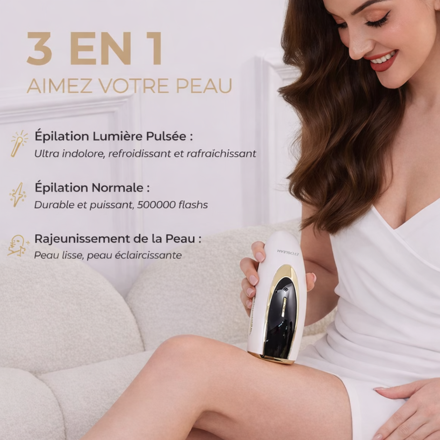 Épilateur à Lumière Pulsée EVOGLEAM Pulse Max – Épilation IPL à domicile